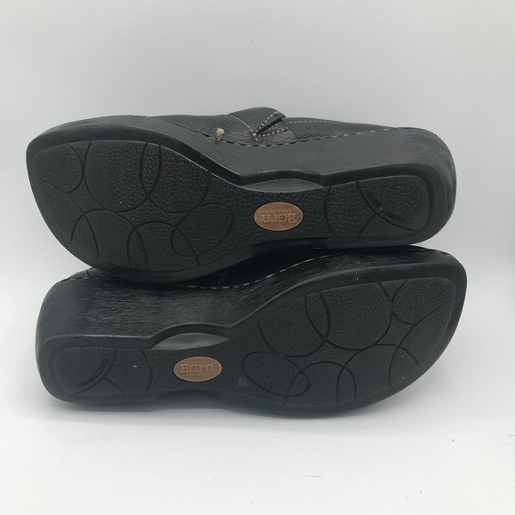 Born Black Leather Toby Wedge Heel Slider Clogs - Picture 6 of 7